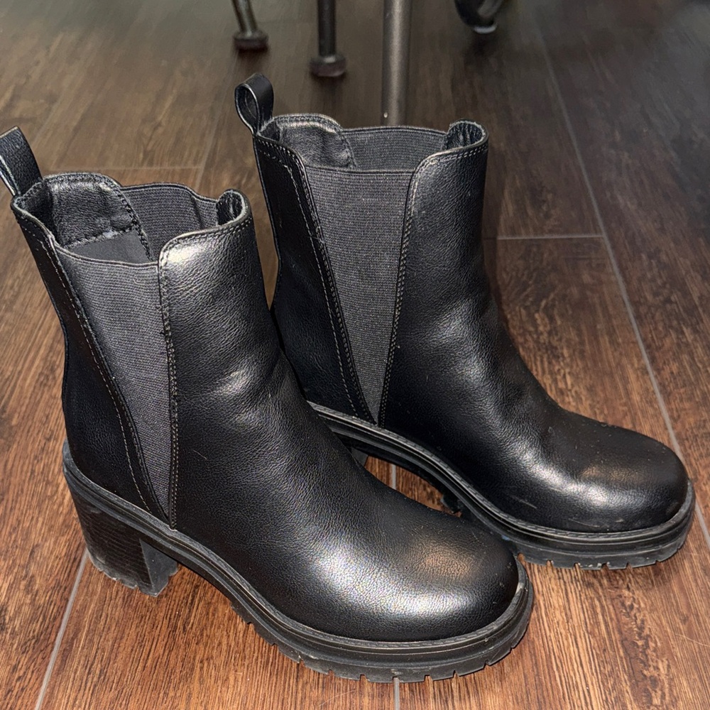 MIA Black Chunky Heel Ankle Boots